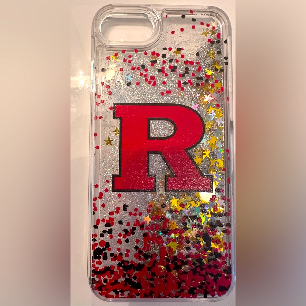 Rutgers IPhone 8 Plus phone case with moving glitter